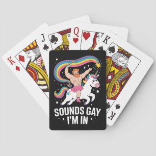 Sound Gay ich bin in Man trage Rock Unicorn LGBTQ Spielkarten