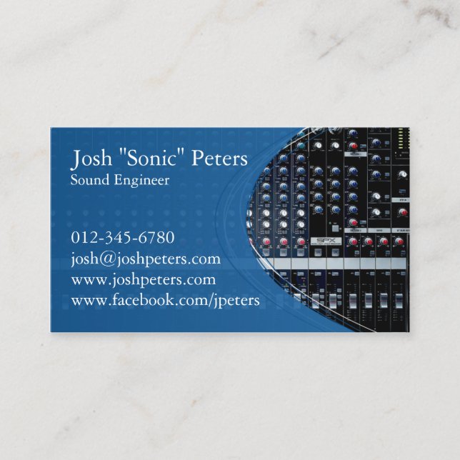 Sound Mixing Console Blue Business Card Visitenkarte (Vorderseite)