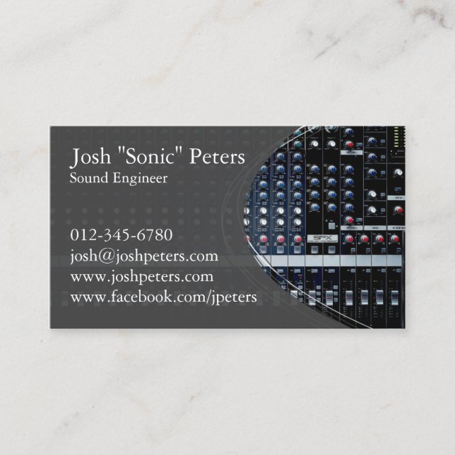 Sound Mixing Console Grau Business Card Visitenkarte (Vorderseite)
