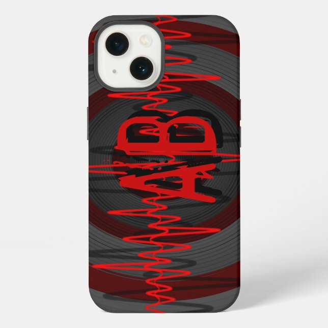 Sound Red Dark Monogram iPhone Case Hülle (Rückseite)