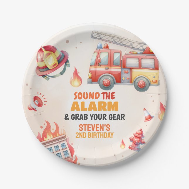 Sound the Alarm Fire Truck Baby Shower Pappteller (Vorderseite)
