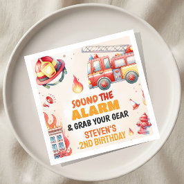 Sound the Alarm Fire Truck Baby Shower Serviette