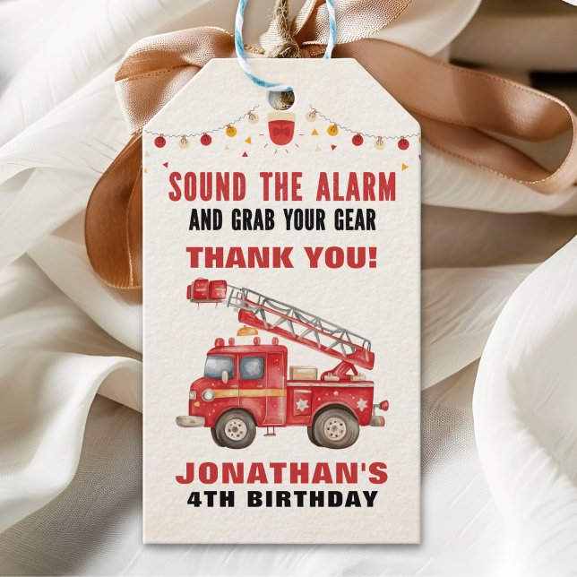 Sound the Alarm! Firefighter Birthday Boy Party Geschenkanhänger (Von Creator hochgeladen)