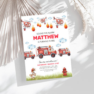 Sound the Alarm Fireman Geburtstagseinladung Einladung