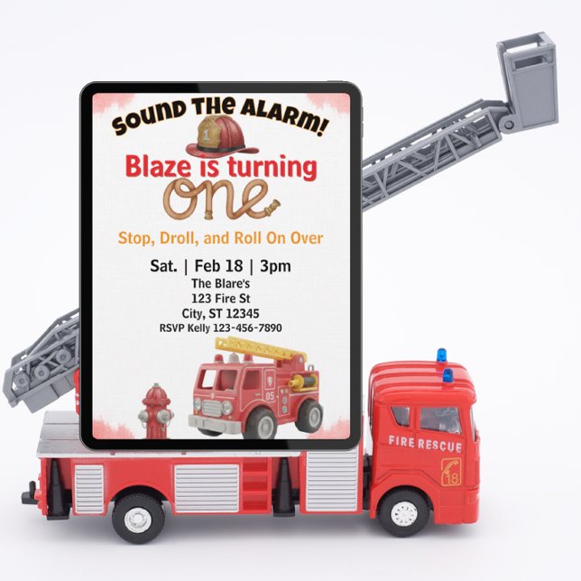 Sound the Alarm, Firetruck 1st Birthday Einladung (Von Creator hochgeladen)