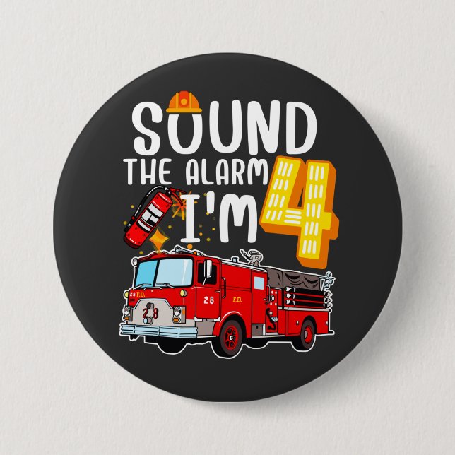 Sound The Alarm I m 4 Fire Motor Firefighter Roun Button (Vorderseite)