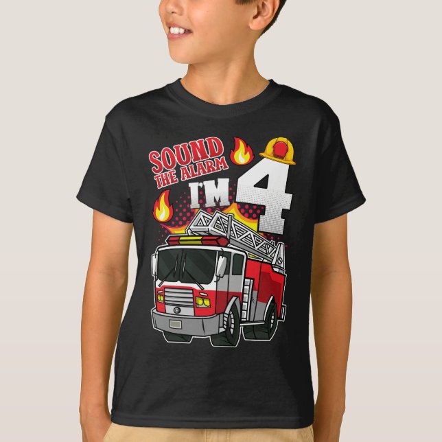 Sound The Alarm Ich bin 4 Firefighter Boy T-Shirt (Vorderseite)