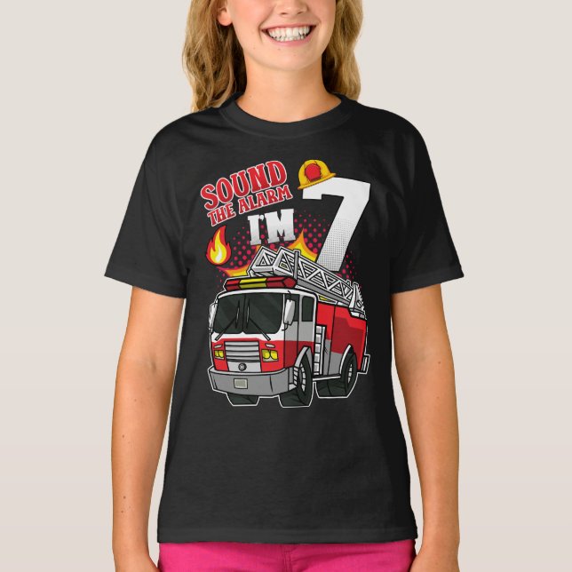 Sound The Alarm Ich bin 7 Feuerwehrmädchen T-Shirt (Vorderseite)