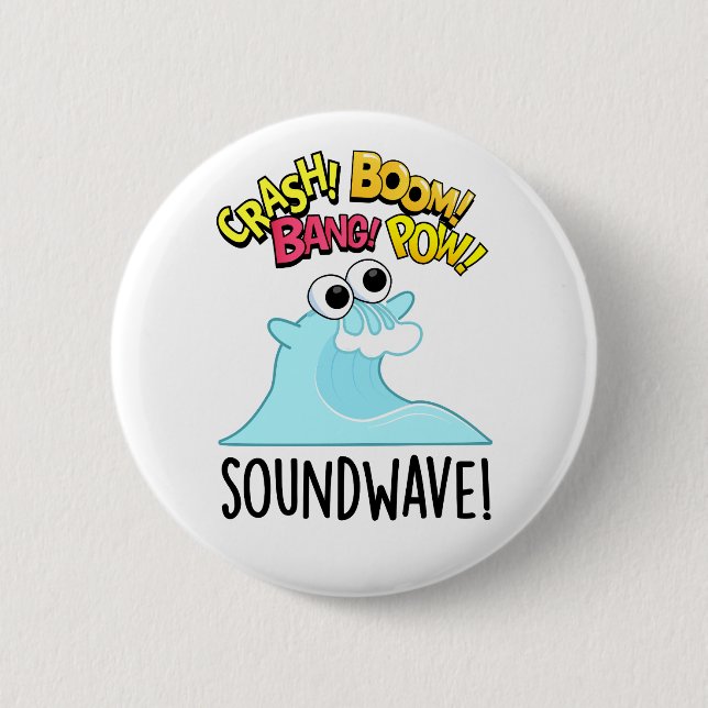 Sound Wave Funny Ocean Pub Button (Vorderseite)