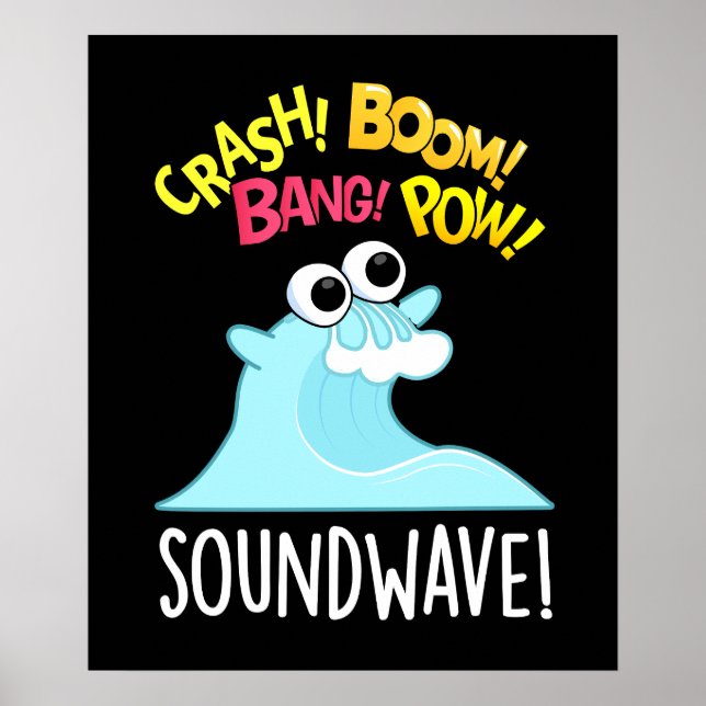 Sound Wave Funny Ocean Pun Dark BG Poster (Vorne)