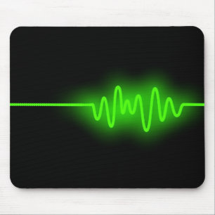 Sound Wave - Green on Black Mousepad