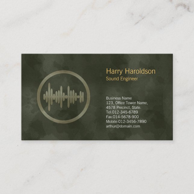 Sound Wave Icon Sound Engineer Business Card Visitenkarte (Vorderseite)