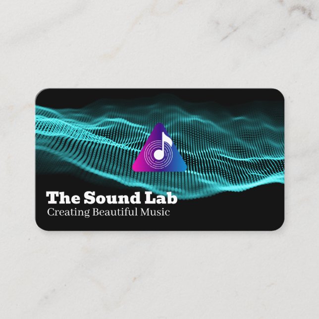 Sound Waves | Music Note Logo Visitenkarte (Vorderseite)