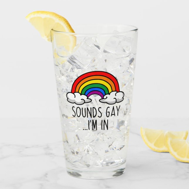 SOUNDS GAY I M IN - Niedlicher Regenbogen Glas (Vorderseite Ice)