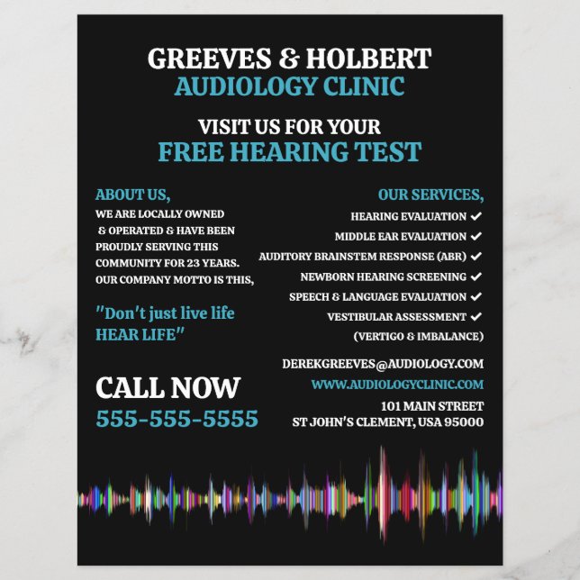 Soundwave Design, Audiologe, Audiologiedlinik Flyer (Vorne)
