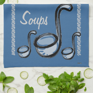 Soup Ladels Spoons blaues Handtuch