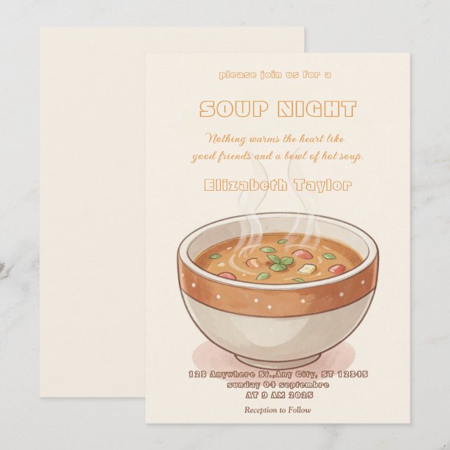Soup Night Dinner Party Invitations Einladung (Vorne/Hinten)