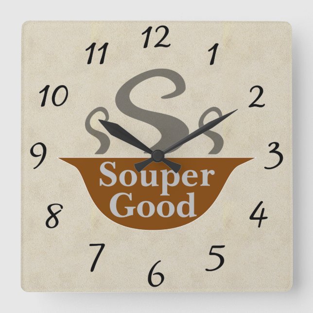 Souper Good Wall Clock Quadratische Wanduhr (Vorderseite)
