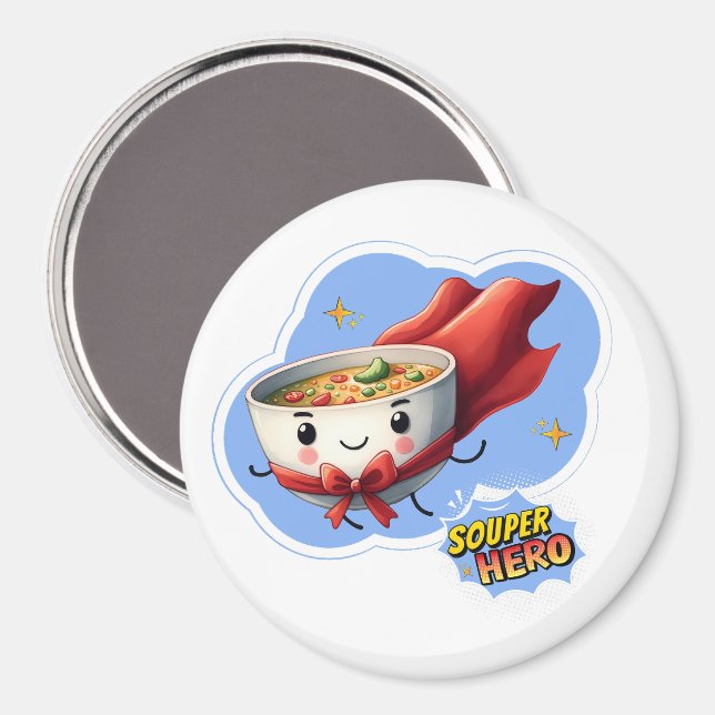 Souper Hero, Super Hero Soup Pun | Magnet (Vorderseite/Rückseite)
