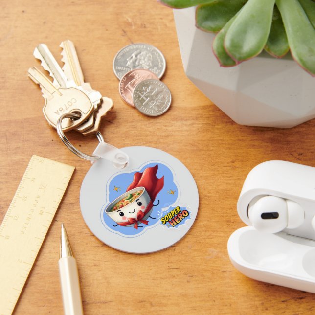 Souper Hero, Super Hero Soup Pun | Schlüsselanhänger (Schreibtisch)