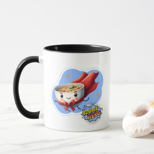 Souper Hero, Super Hero Soup Pun | Tasse (Mit Donut)