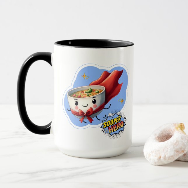 Souper Hero, Super Hero Soup Pun | Tasse (Mit Donut)