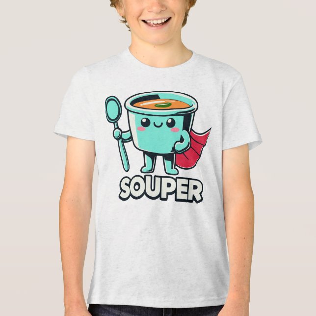 Souper Soup Pun Hero Tri-Blend Shirt (Vorderseite)