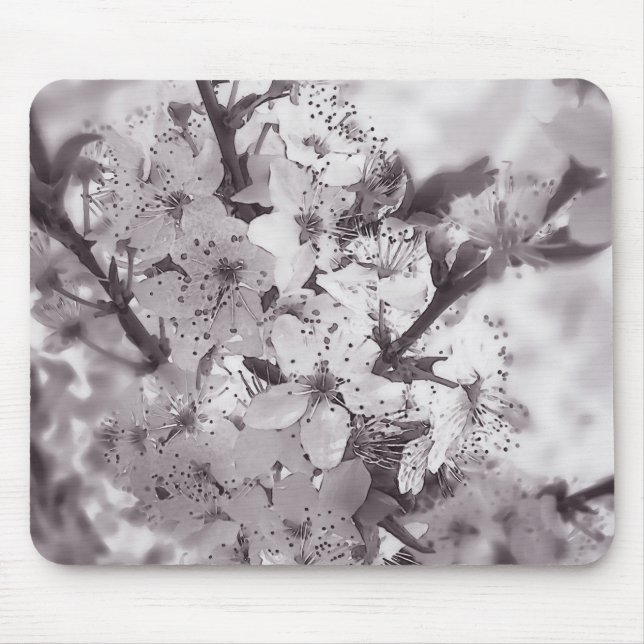 Sour Cherry Tree Schwarz-Weiß Mousepad (Vorne)