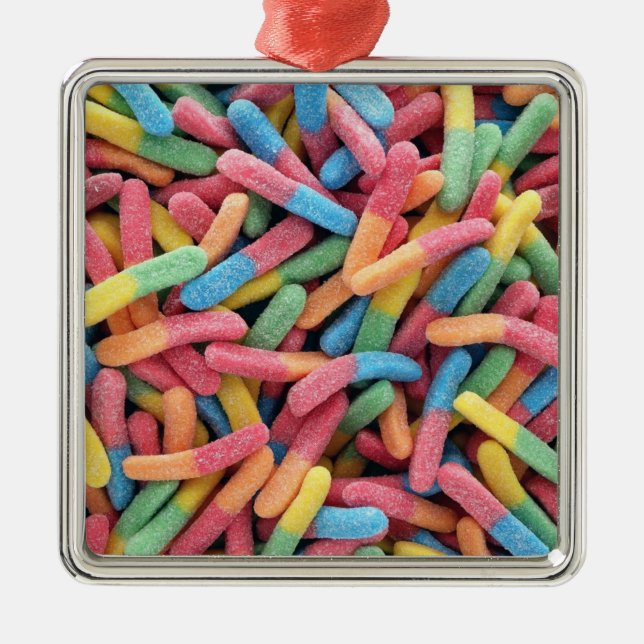Sour Gummy Worms Ornament Aus Metall (Vorne)