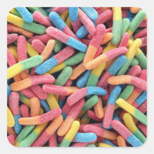 Sour Gummy Worms Quadratischer Aufkleber