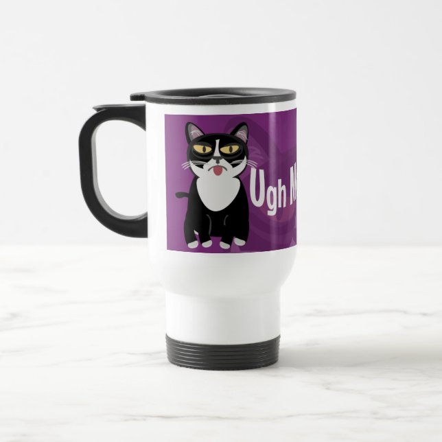 Sourpuss Anti Mornings Funny Cat Design Reisebecher (Links)
