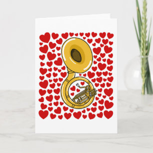 Sousaphon mit Herzen Valentinstag-Jubiläumskarte Feiertagskarte