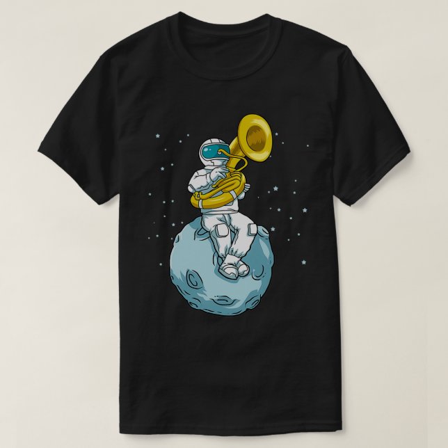 Sousaphone Marching Band Funny Astronaut Tuba Spie T-Shirt (Design vorne)