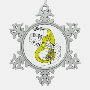 Sousaphone Schneeflocken Zinn-Ornament