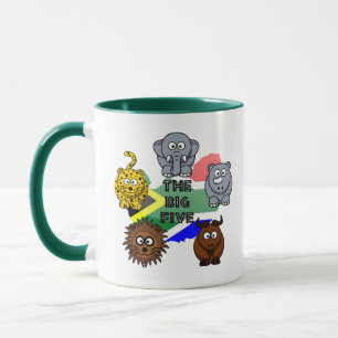 South Africa Big Five Safari Animal Cartoon Tasse