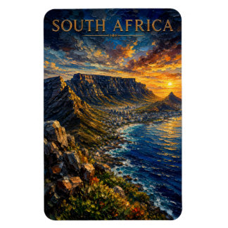 South Africa: Sunset Glow Table Mountain Art Souve Magnet