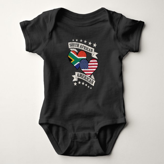 South African American Heart Flags South Africa Am Baby Strampler (Vorderseite)