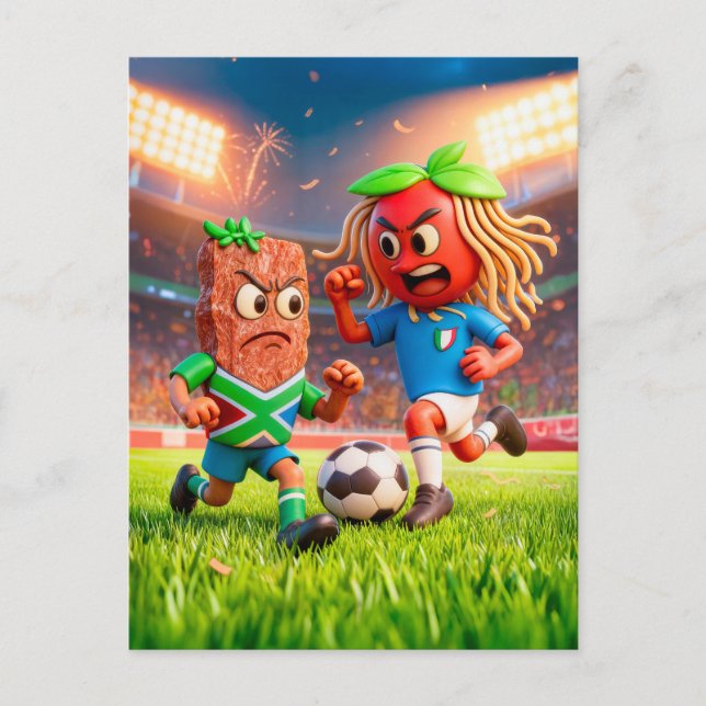 South African biltong versus Italian spaghetti soc Postkarte (Vorderseite)