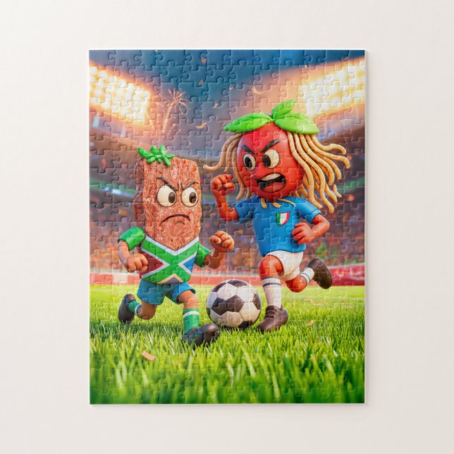 South African biltong versus Italian spaghetti soc Puzzle (Vertikal)