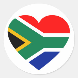 South African Flag Heart Runder Aufkleber