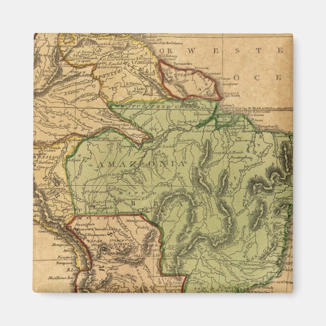 South America Map von Worcester Magnet (Vorne)