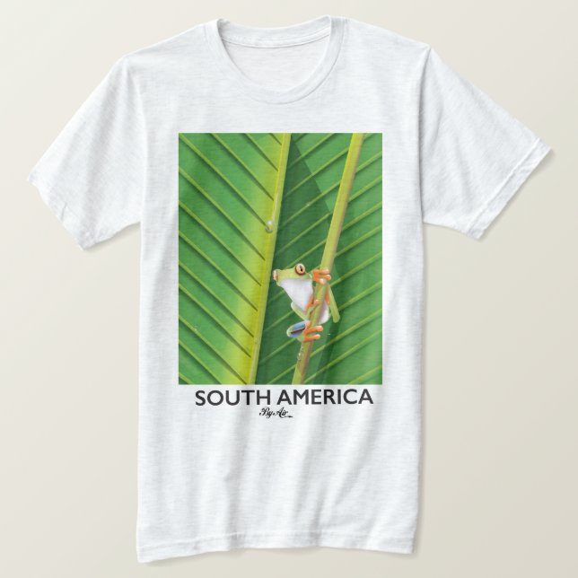 South America Tree Frog Urlaubsposter T-Shirt (Design vorne)
