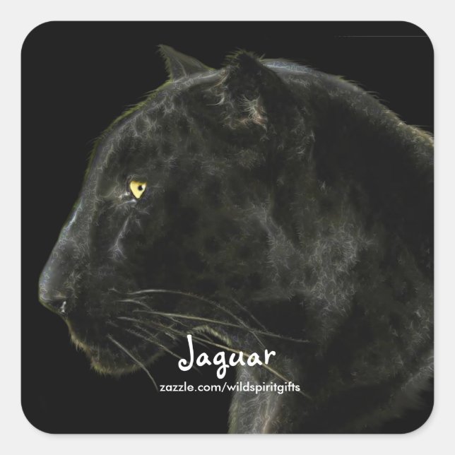 South American Black Jaguar Wildlife Collector Quadratischer Aufkleber (Vorderseite)