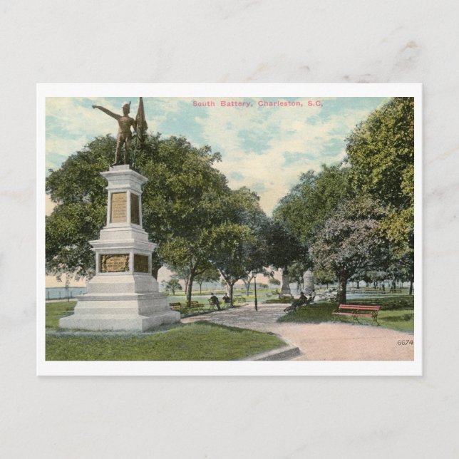 South Battery, Charleston SC 1915 Vintag Postkarte (Vorderseite)