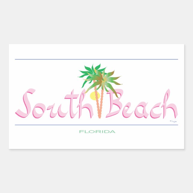 South Beach, FL Rechteckiger Aufkleber (Vorderseite)
