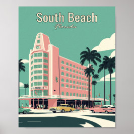 South Beach Florida Minimalistisch Vintage Poster 
