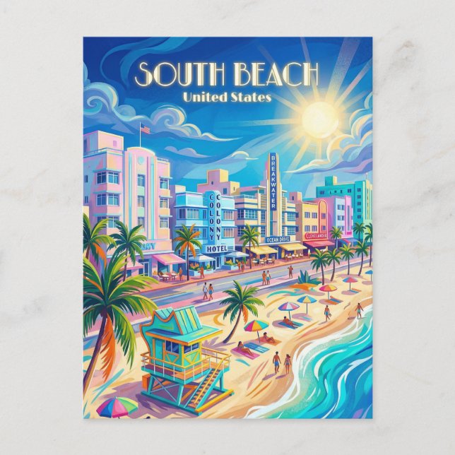 South Beach Florida Postkarte (Vorderseite)