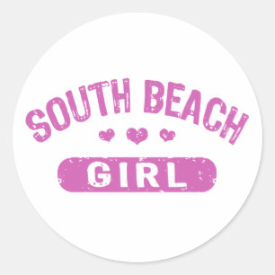 South Beach Girl Runder Aufkleber