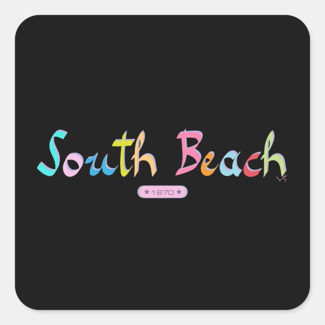 South Beach, Miami FL Quadratischer Aufkleber (Vorderseite)