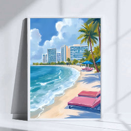 South Beach Miami Florida Aquarellmalerei Poster